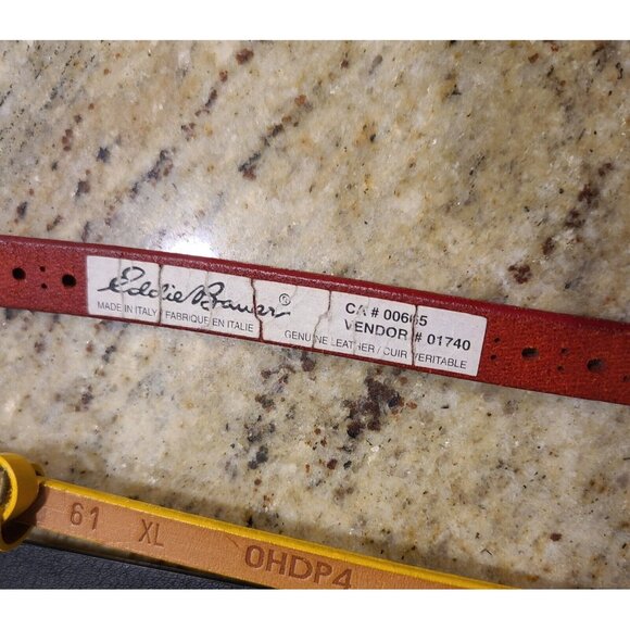 Lot of 3 Eddie Bauer Fasolo Leather Belts Faux Pearl Buckle Size XL Red Yellow - Picture 5 of 10